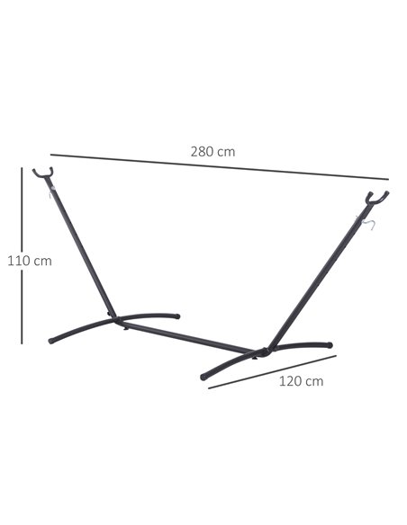 Outsunny 2.8m Extra-long Universal Hammock Stand, Metal Frame - Stand Only - pic 12732 | FastDaddyshop