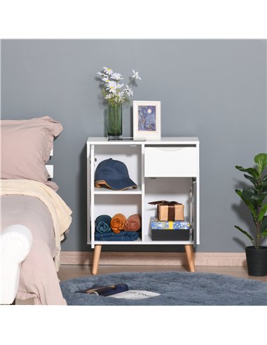 HOMCOM Sideboard Floor Cabinet Storage Cupboard with Drawer for Bedroom, Living Room, Entryway, Grey