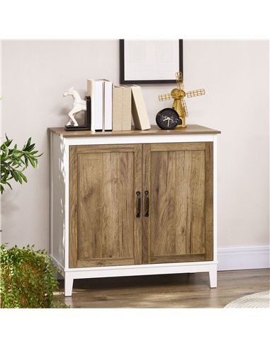 HOMCOM Farmhouse Storage Cabinet, Sideboard Storage Cupboard with Double Doors and Shelves for Kitchen, Bedroom, Living room, Di