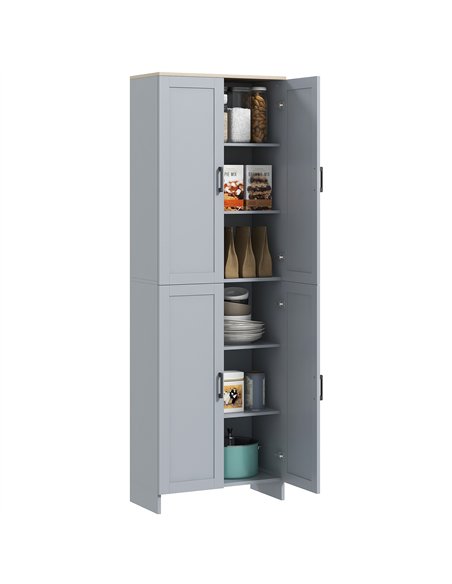 HOMCOM Freestanding Kitchen Cupboard, 4-Door Storage Cabinet Organizer with Adjustable Shelves Grey - pic 127335 | FastDaddyshop
