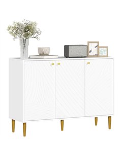 HOMCOM Elegant Two-Cupboard Sideboard - White/Gold-Tone
