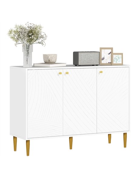 HOMCOM Elegant Two-Cupboard Sideboard - White/Gold-Tone - pic 127344 | FastDaddyshop