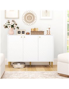 HOMCOM Elegant Two-Cupboard Sideboard - White/Gold-Tone 2
