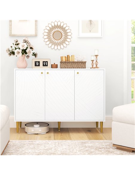 HOMCOM Elegant Two-Cupboard Sideboard - White/Gold-Tone - pic 127345 | FastDaddyshop