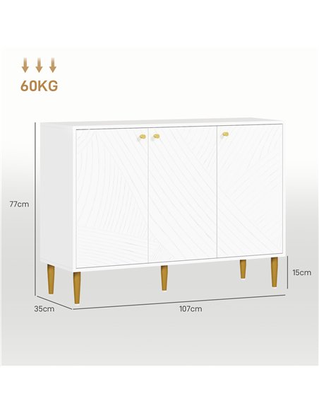 HOMCOM Elegant Two-Cupboard Sideboard - White/Gold-Tone - pic 127346 | FastDaddyshop