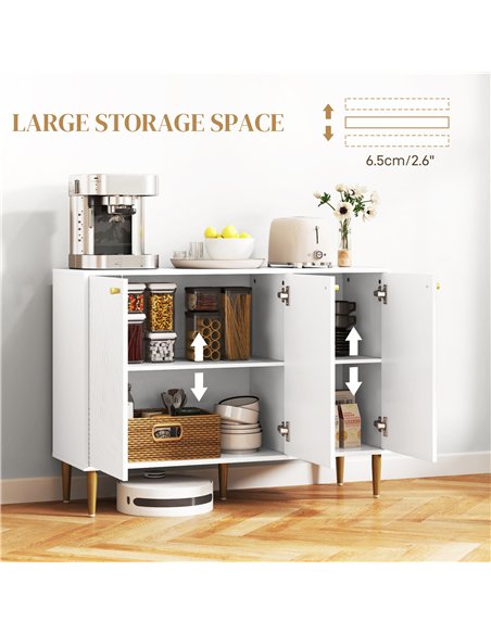 HOMCOM Elegant Two-Cupboard Sideboard - White/Gold-Tone - pic 127347 | FastDaddyshop