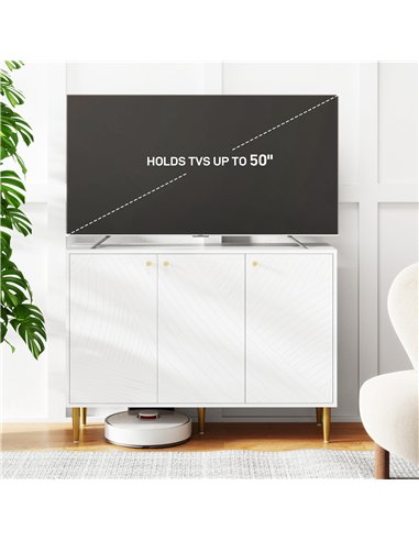 HOMCOM Elegant Two-Cupboard Sideboard - White/Gold-Tone