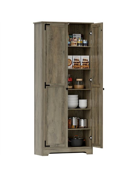 HOMCOM Farmhouse Kitchen Cupboard, Freestanding Kitchen Storage Cabinet with Adjustable Shelves, Tall Storage Cabinet with Reces - pic 127353 | FastDaddyshop