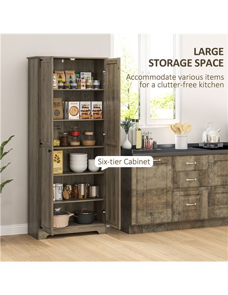 HOMCOM Farmhouse Kitchen Cupboard, Freestanding Kitchen Storage Cabinet with Adjustable Shelves, Tall Storage Cabinet with Reces - pic 127357 | FastDaddyshop