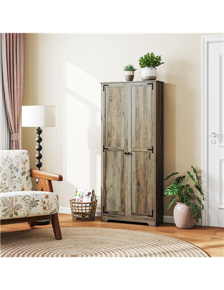 HOMCOM Farmhouse Kitchen Cupboard, Freestanding Kitchen Storage Cabinet with Adjustable Shelves, Tall Storage Cabinet with Reces - pic 127361 | FastDaddyshop