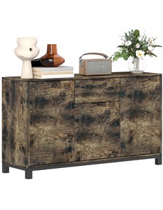 HOMCOM Sideboard, Industrial Storage Cabinet with Doors, Drawer, Cupboard and Adjustable Shelves for Living Room, Dining Room, H