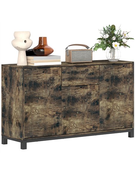 HOMCOM Sideboard, Industrial Storage Cabinet with Doors, Drawer, Cupboard and Adjustable Shelves for Living Room, Dining Room, H - pic 127362 | FastDaddyshop
