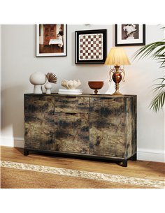 HOMCOM Sideboard, Industrial Storage Cabinet with Doors, Drawer, Cupboard and Adjustable Shelves for Living Room, Dining Room, H 2
