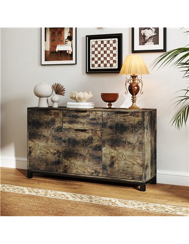 HOMCOM Sideboard, Industrial Storage Cabinet with Doors, Drawer, Cupboard and Adjustable Shelves for Living Room, Dining Room, H