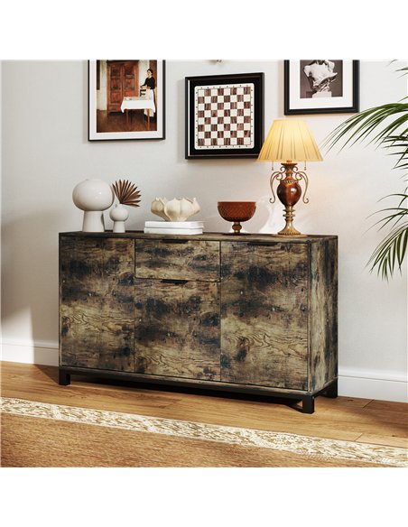 HOMCOM Sideboard, Industrial Storage Cabinet with Doors, Drawer, Cupboard and Adjustable Shelves for Living Room, Dining Room, H - pic 127363 | FastDaddyshop