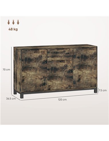 HOMCOM Sideboard, Industrial Storage Cabinet with Doors, Drawer, Cupboard and Adjustable Shelves for Living Room, Dining Room, H