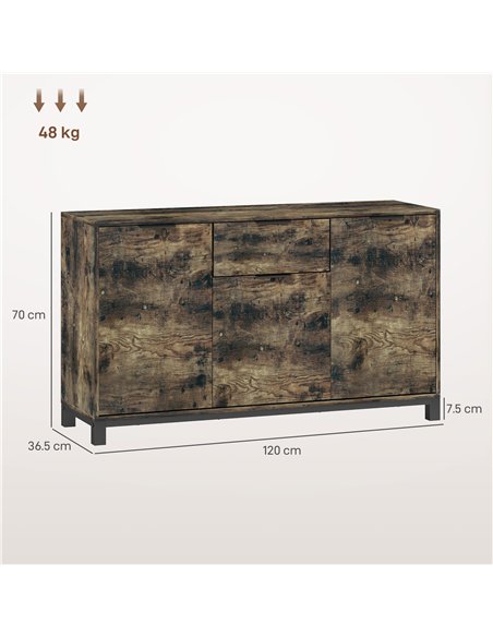 HOMCOM Sideboard, Industrial Storage Cabinet with Doors, Drawer, Cupboard and Adjustable Shelves for Living Room, Dining Room, H - pic 127364 | FastDaddyshop