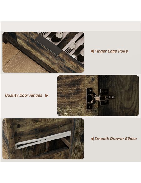 HOMCOM Sideboard, Industrial Storage Cabinet with Doors, Drawer, Cupboard and Adjustable Shelves for Living Room, Dining Room, H - pic 127368 | FastDaddyshop