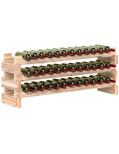 HOMCOM Three-Tier, 36 Bottle Wooden Wine Rack - Natural