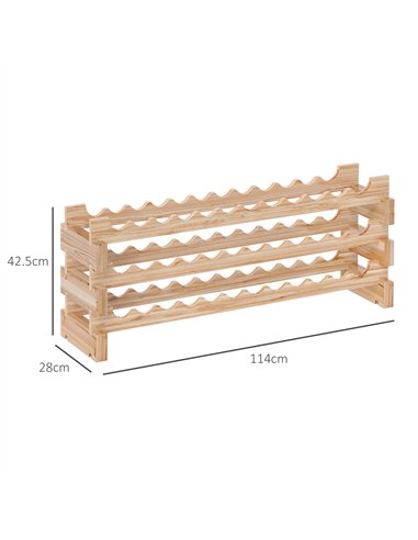 HOMCOM Three-Tier, 36 Bottle Wooden Wine Rack - Natural