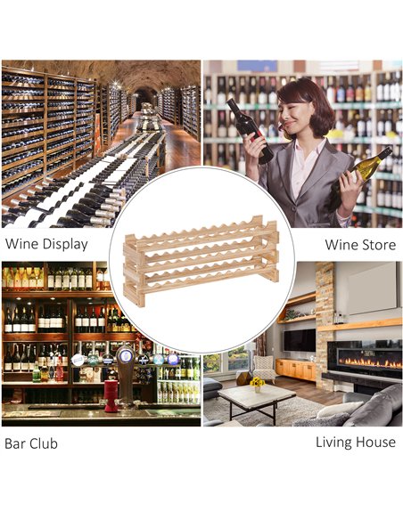 HOMCOM Three-Tier, 36 Bottle Wooden Wine Rack - Natural - pic 127377 | FastDaddyshop