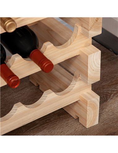 HOMCOM Three-Tier, 36 Bottle Wooden Wine Rack - Natural