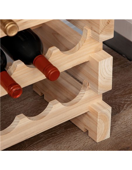 HOMCOM Three-Tier, 36 Bottle Wooden Wine Rack - Natural - pic 127378 | FastDaddyshop