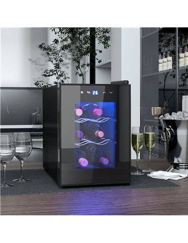 HOMCOM Six Bottle 8-18℃ Countertop Wine Fridge - Black