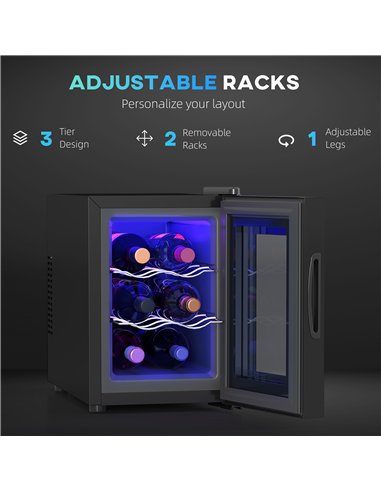 HOMCOM Six Bottle 8-18℃ Countertop Wine Fridge - Black