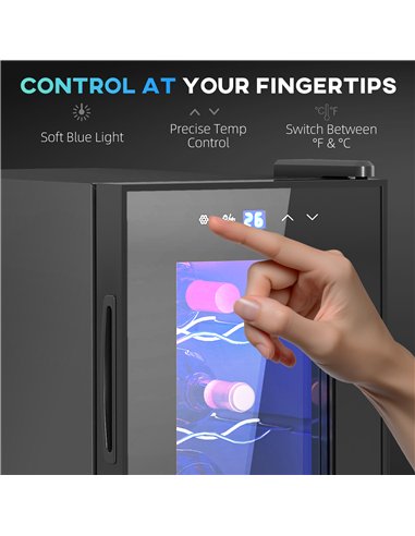 HOMCOM Six Bottle 8-18℃ Countertop Wine Fridge - Black