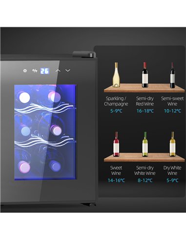 HOMCOM Six Bottle 8-18℃ Countertop Wine Fridge - Black