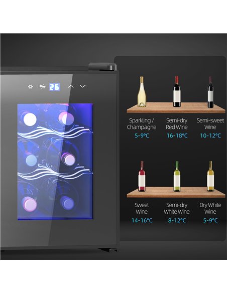 HOMCOM Six Bottle 8-18℃ Countertop Wine Fridge - Black - pic 127397 | FastDaddyshop