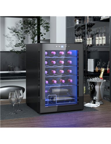 HOMCOM 20 Bottle 5-18℃ Countertop Wine Fridge - Black