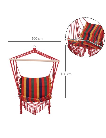 Outsunny Hammock Chair Swing Colourful Striped Tree Hanging Seat Porch Indoor Outdoor Fabric Garden Furniture - pic 12740 | FastDaddyshop