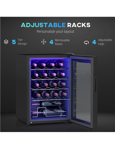 HOMCOM 20 Bottle 5-18℃ Countertop Wine Fridge - Black