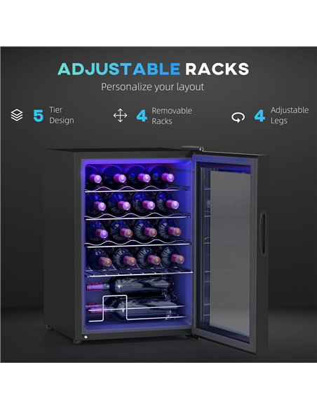 HOMCOM 20 Bottle 5-18℃ Countertop Wine Fridge - Black - pic 127403 | FastDaddyshop