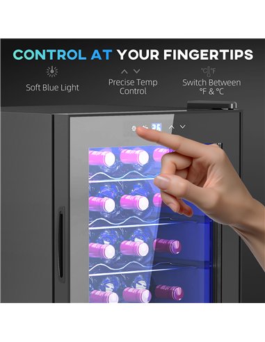 HOMCOM 20 Bottle 5-18℃ Countertop Wine Fridge - Black