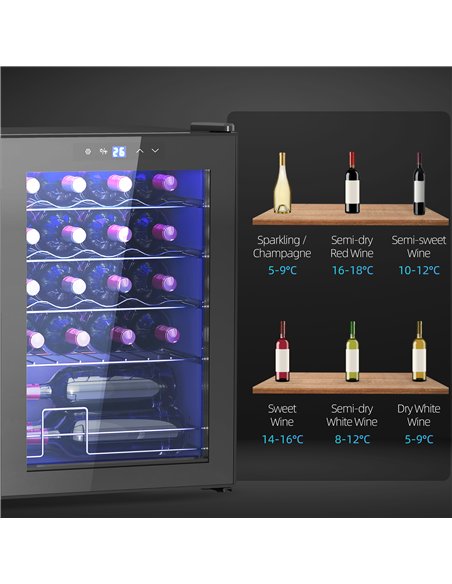 HOMCOM 20 Bottle 5-18℃ Countertop Wine Fridge - Black - pic 127406 | FastDaddyshop