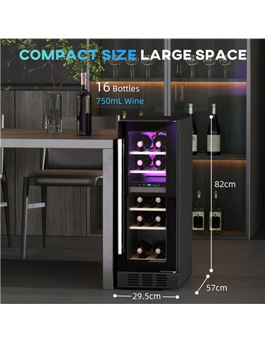 HOMCOM 16 Bottle Dual Zone 5-18℃ Wine Fridge - Black