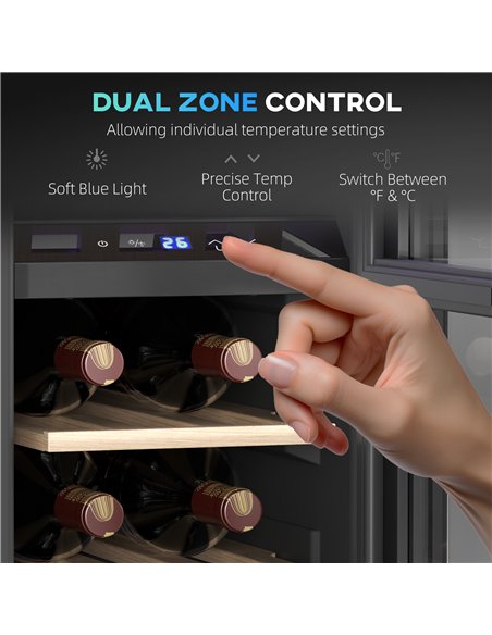 HOMCOM 16 Bottle Dual Zone 5-18℃ Wine Fridge - Black - pic 127410 | FastDaddyshop