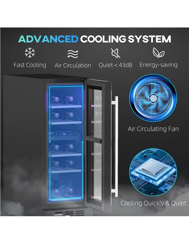 HOMCOM 16 Bottle Dual Zone 5-18℃ Wine Fridge - Black
