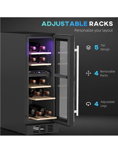 HOMCOM 16 Bottle Dual Zone 5-18℃ Wine Fridge - Black