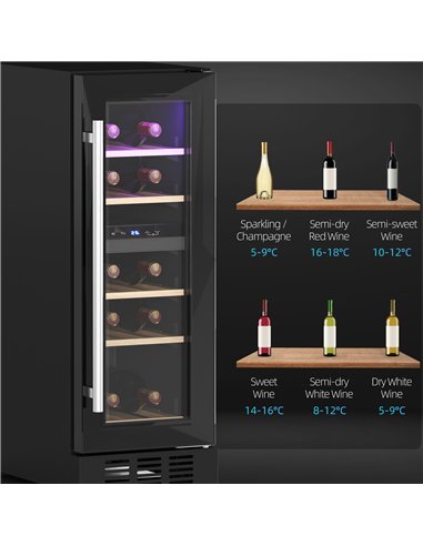HOMCOM 16 Bottle Dual Zone 5-18℃ Wine Fridge - Black