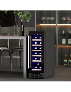 HOMCOM 19 Bottle 5-18℃ Wooden Rack Wine Fridge - Black 2