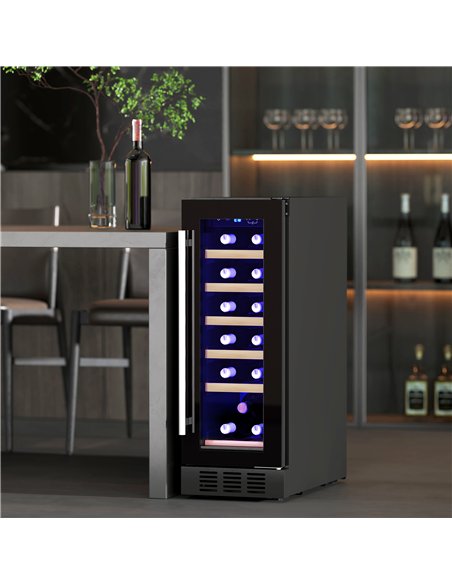 HOMCOM 19 Bottle 5-18℃ Wooden Rack Wine Fridge - Black - pic 127417 | FastDaddyshop