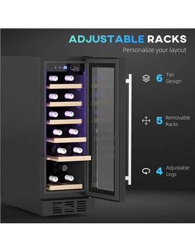 HOMCOM 19 Bottle 5-18℃ Wooden Rack Wine Fridge - Black