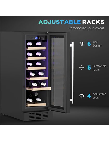 HOMCOM 19 Bottle 5-18℃ Wooden Rack Wine Fridge - Black - pic 127421 | FastDaddyshop