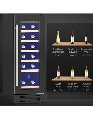 HOMCOM 19 Bottle 5-18℃ Wooden Rack Wine Fridge - Black