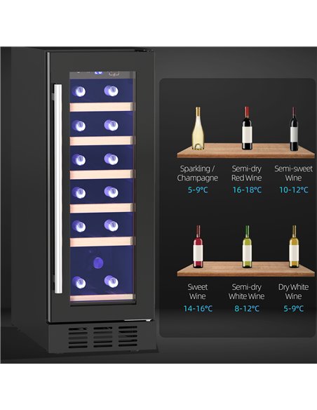 HOMCOM 19 Bottle 5-18℃ Wooden Rack Wine Fridge - Black - pic 127424 | FastDaddyshop