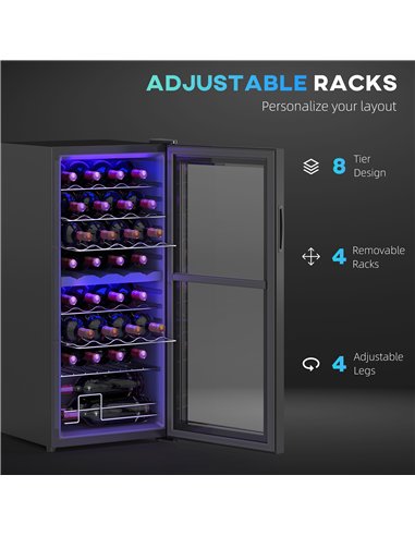HOMCOM 32 Bottle Dual Zone 5-18℃ Wine Fridge - Black